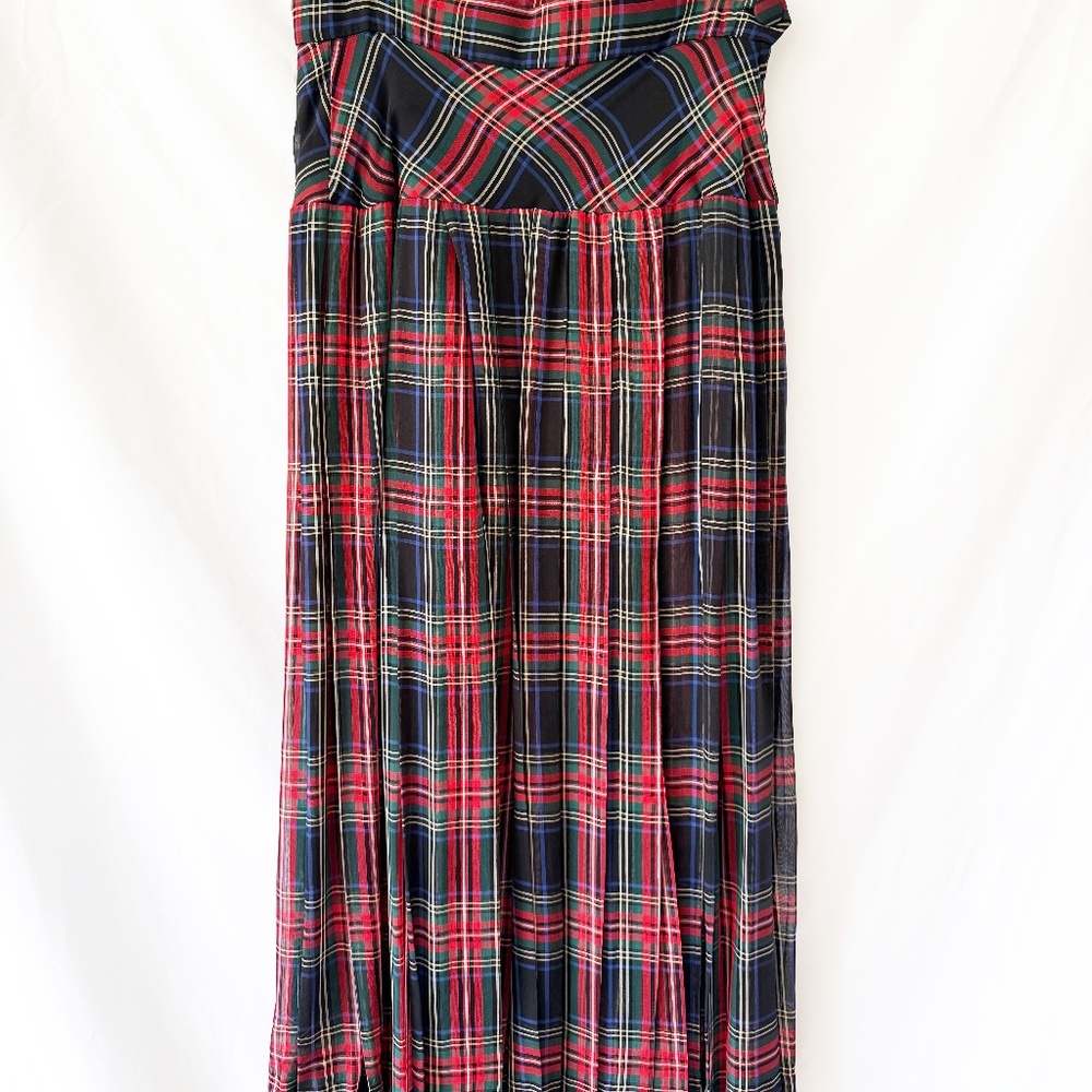 Vintage Moschino Cheap & Chic Plaid and Sheer Skirt with Biker Shorts Medium